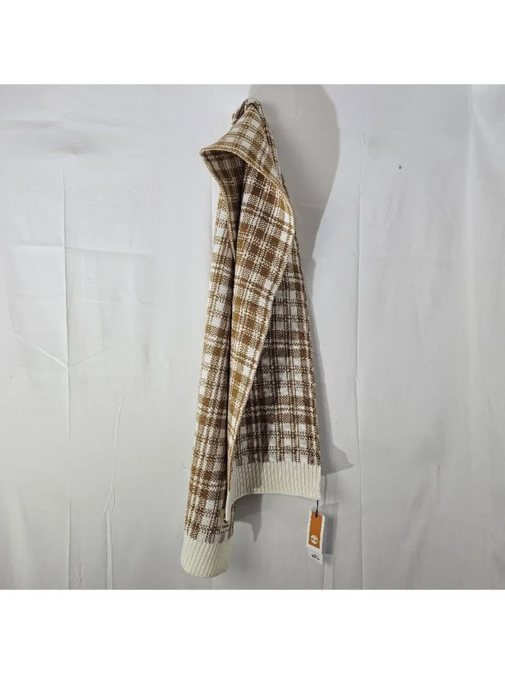 NWT Timberland Scarf One Size Brown Plaid Knit Buffalo Check Winter Outdoor